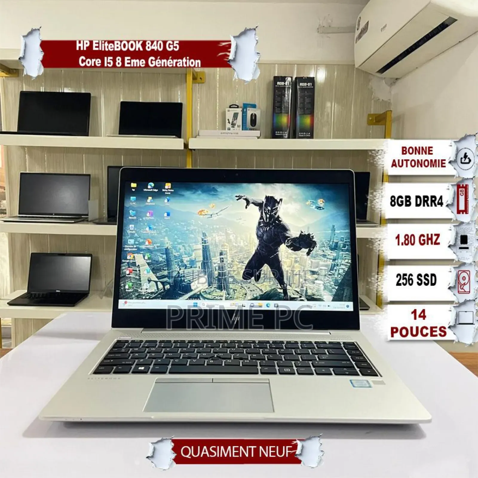 New Ordinateur Portable HP EliteBook 840 G5 8GB Intel Core I5 SSD 256GB