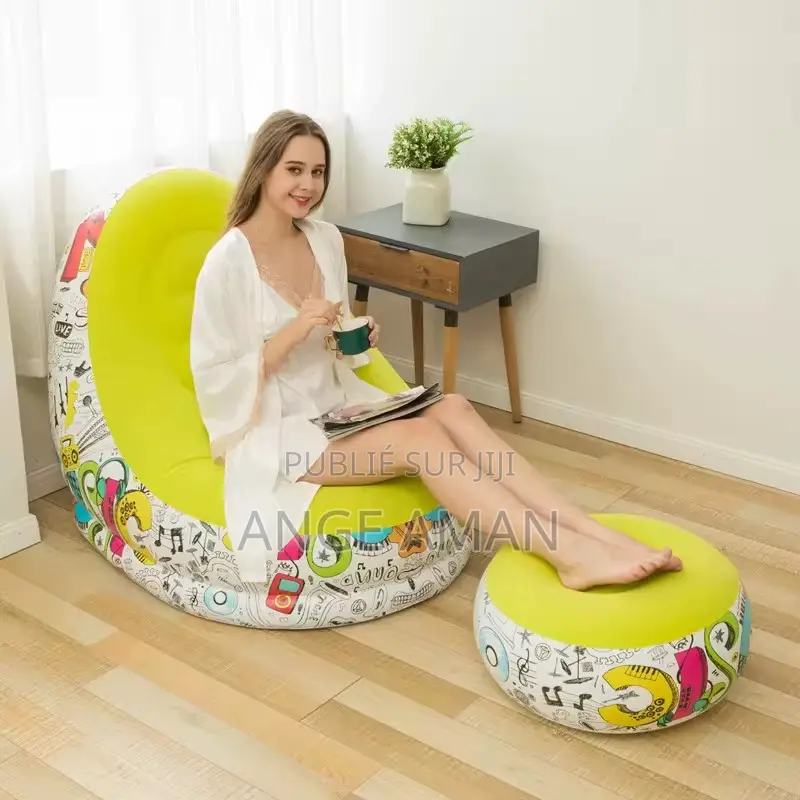 Fauteuil Gonflable Avec Pouf Repose-Pieds – Design Fun Coloré