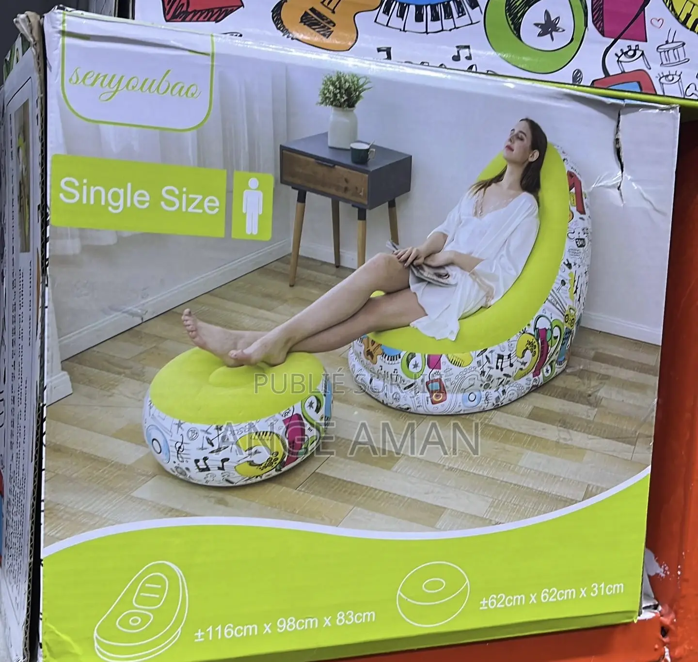 Fauteuil Gonflable Avec Pouf Repose-Pieds – Design Fun Coloré