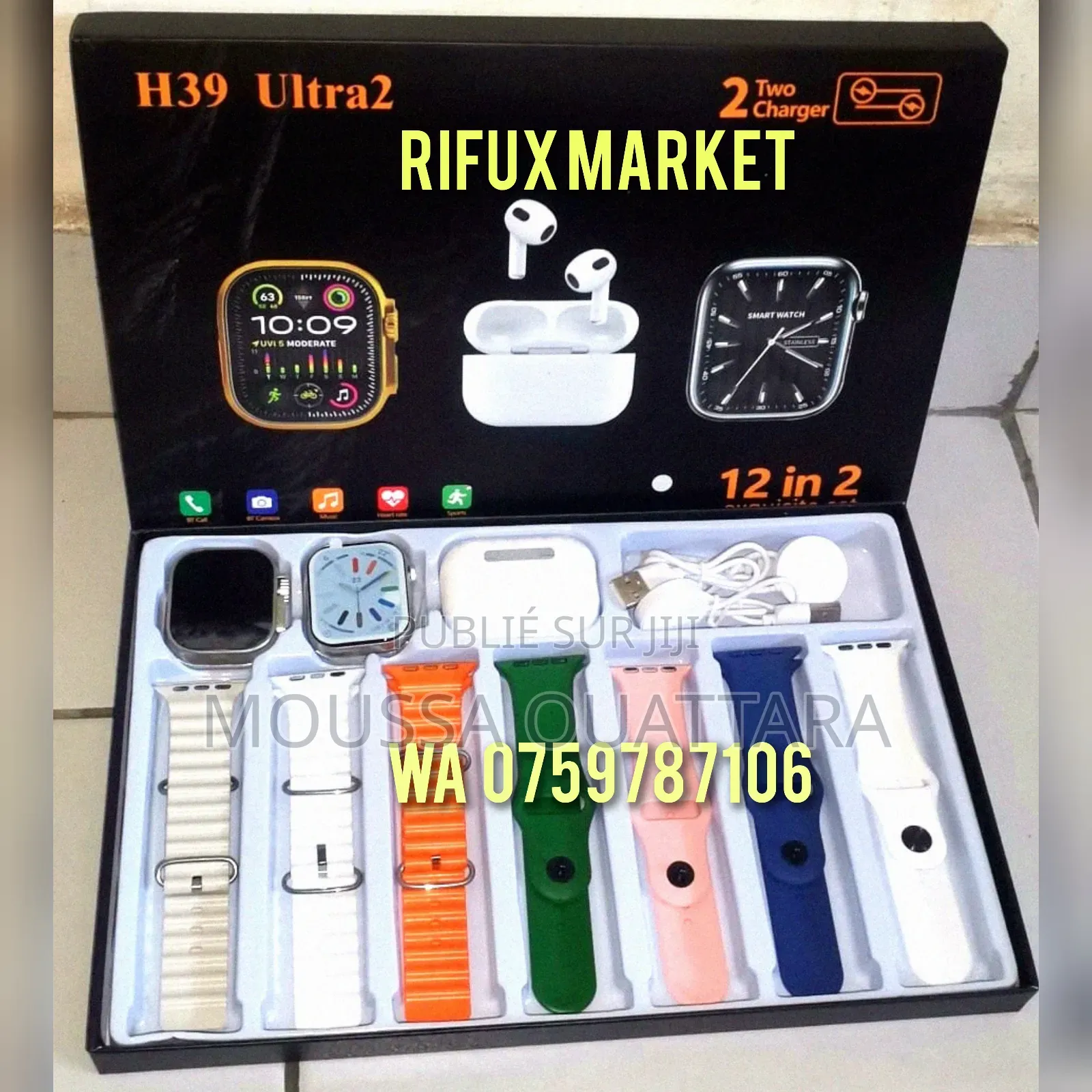 Montre Intelligente Connectée H39 12 en 2 Avec Plusieurs Manches