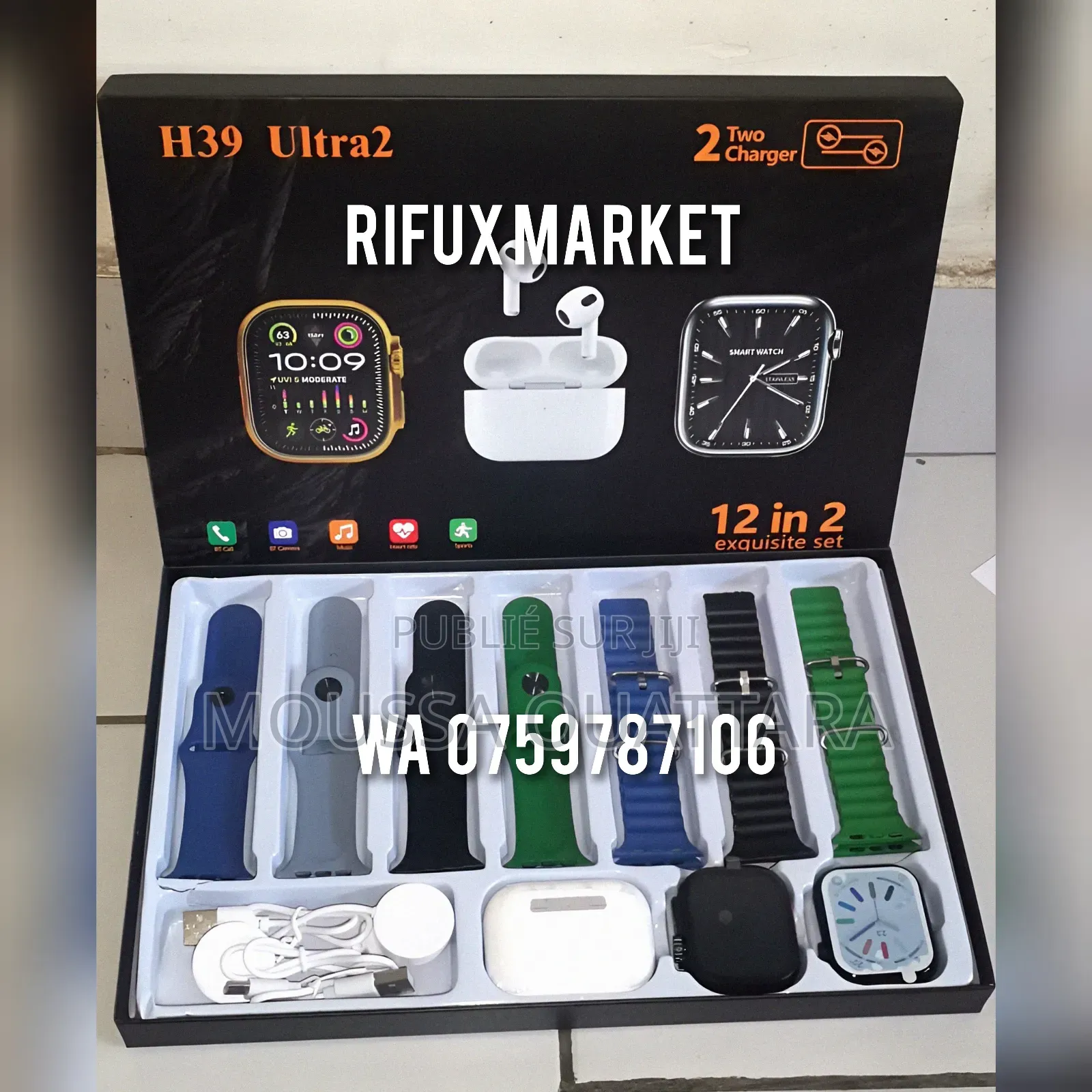 Montre Intelligente Connectée H39 12 en 2 Avec Plusieurs Manches