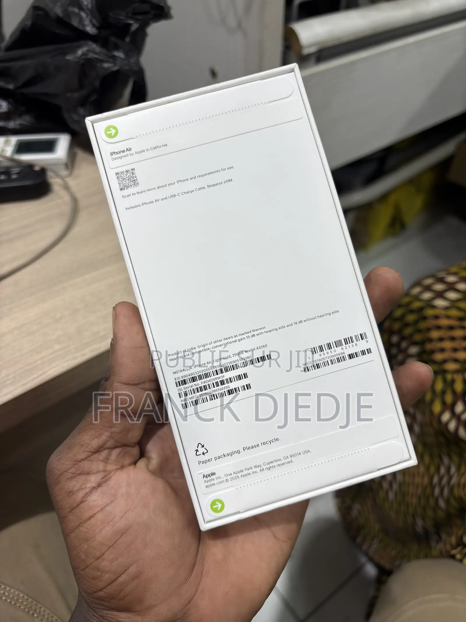 New Apple iPhone Air 256 GB Doré