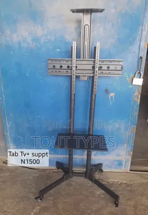 Photo - Support Tv Mobile Sur Roulettes (Chariot Tv / Meuble Tv Sur Pieds).