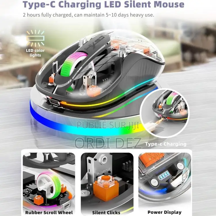 Souris Rechargeable Transparent RGB