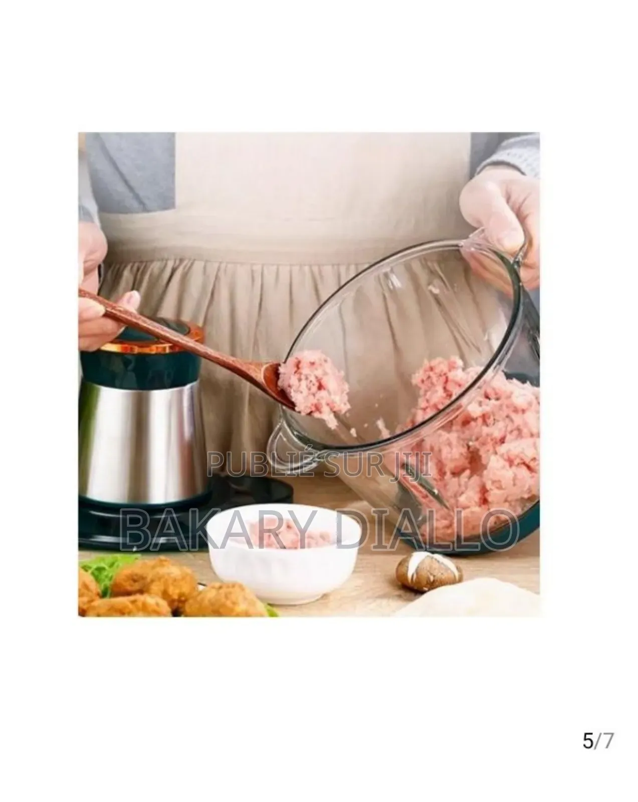 Hachoir À Viande en Acier Inoxydable , 2l, 1 Ensemble De Lames, Blanc