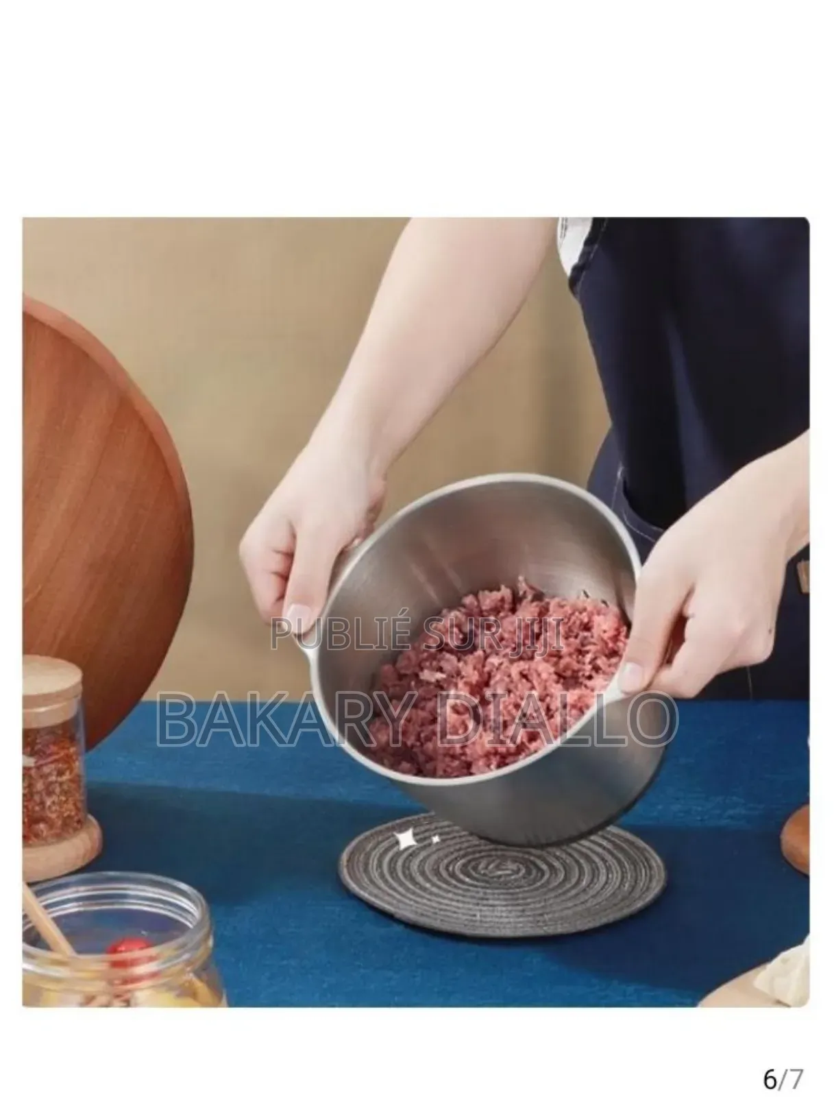 Hachoir À Viande en Acier Inoxydable , 2l, 1 Ensemble De Lames, Blanc