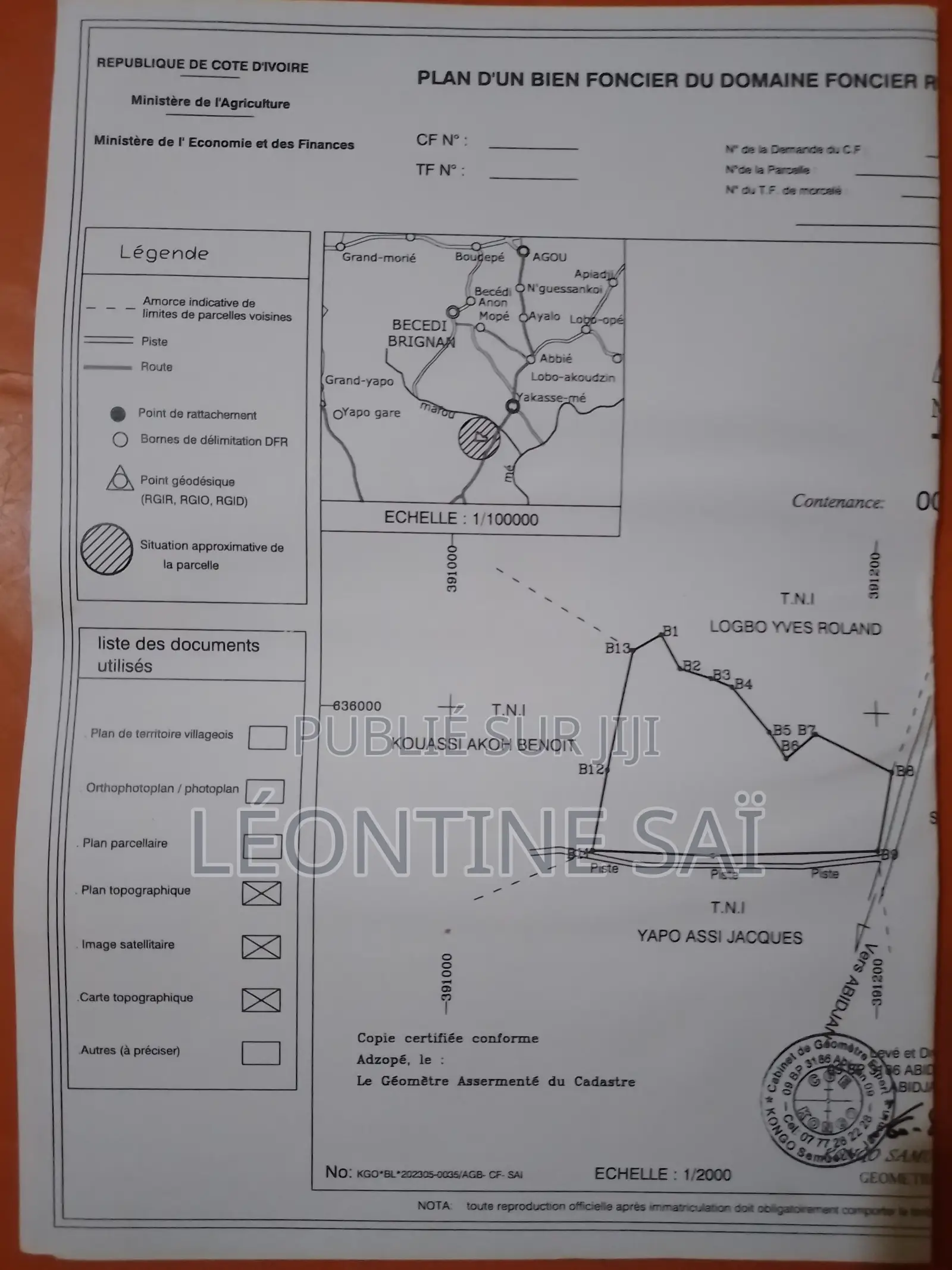 Parcelle d'Un Hectare en Vente