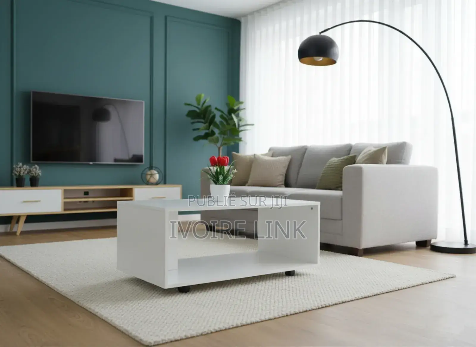 Table Centrale Moderne Sur Roulettes