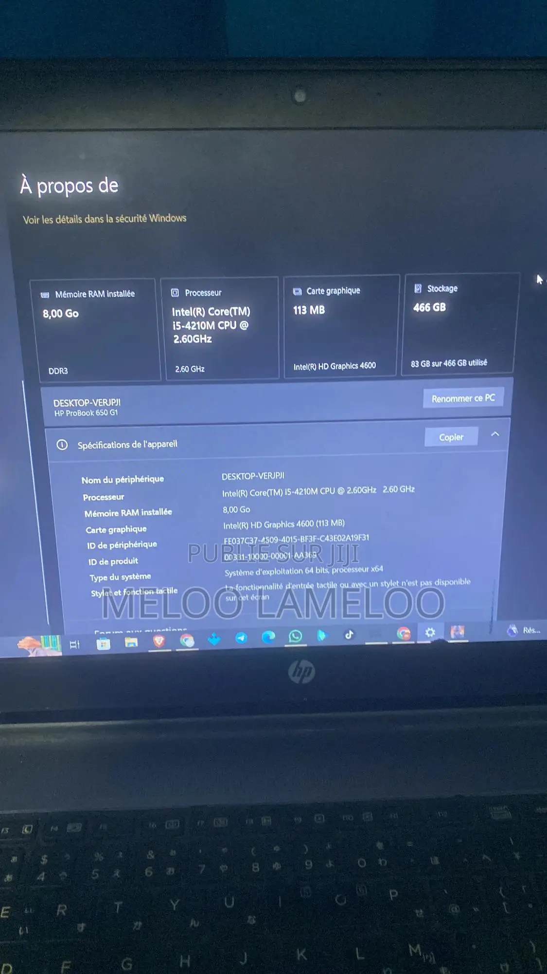 Ordinateur Portable HP 650 G1 8GB Intel Core I5 HDD+SSD 256GB