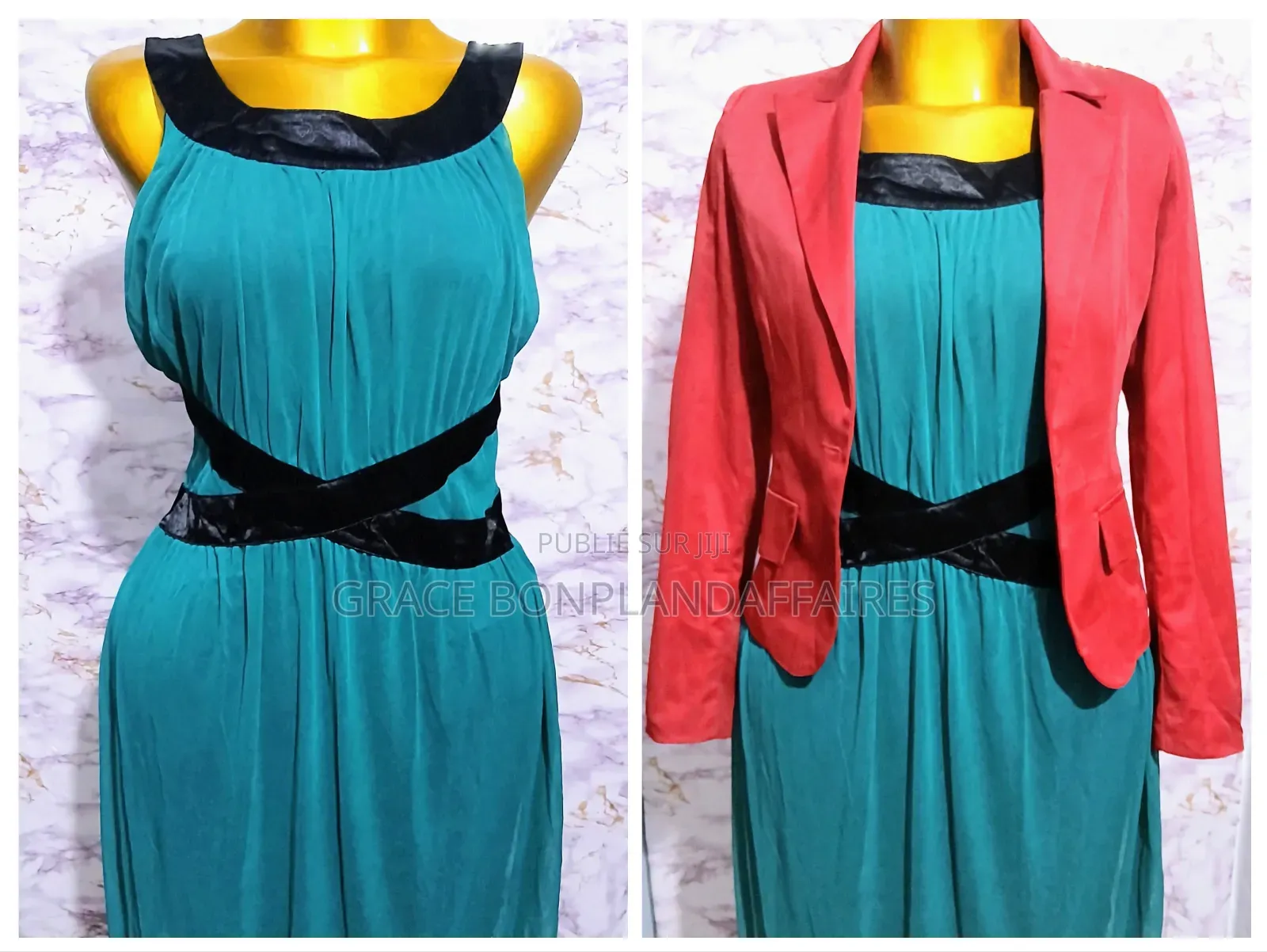 Robe Élégante en Dentelle Et Imprimé. Solde :Tout À 1500fcfa