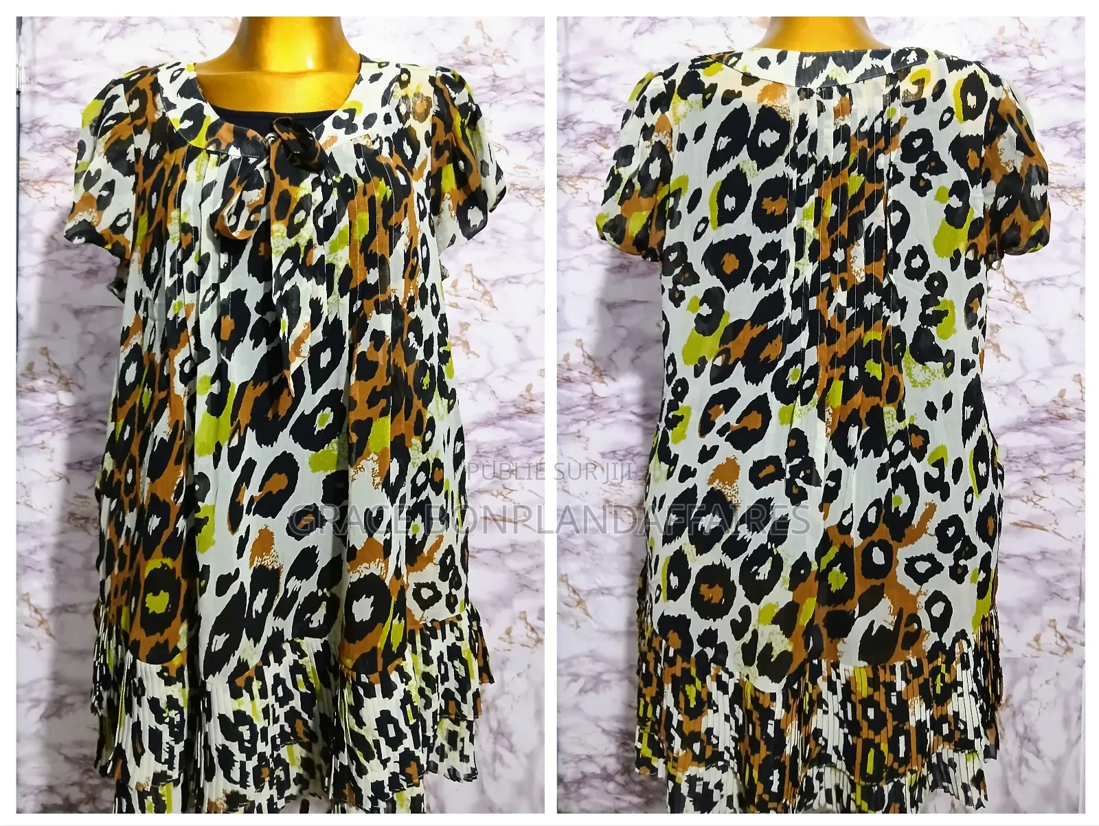 Robe Élégante en Dentelle Et Imprimé. Solde :Tout À 1500fcfa