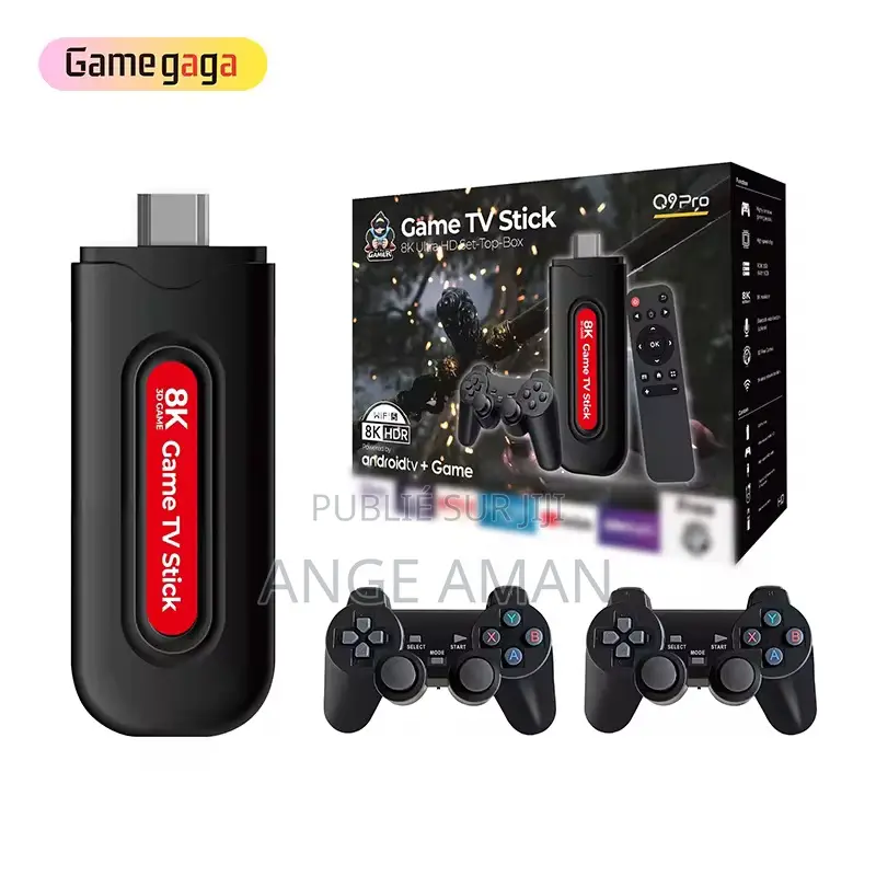 Game Tv Stick Q9 Pro – Hd + Android Tv + 2 Manettes + Télécommande