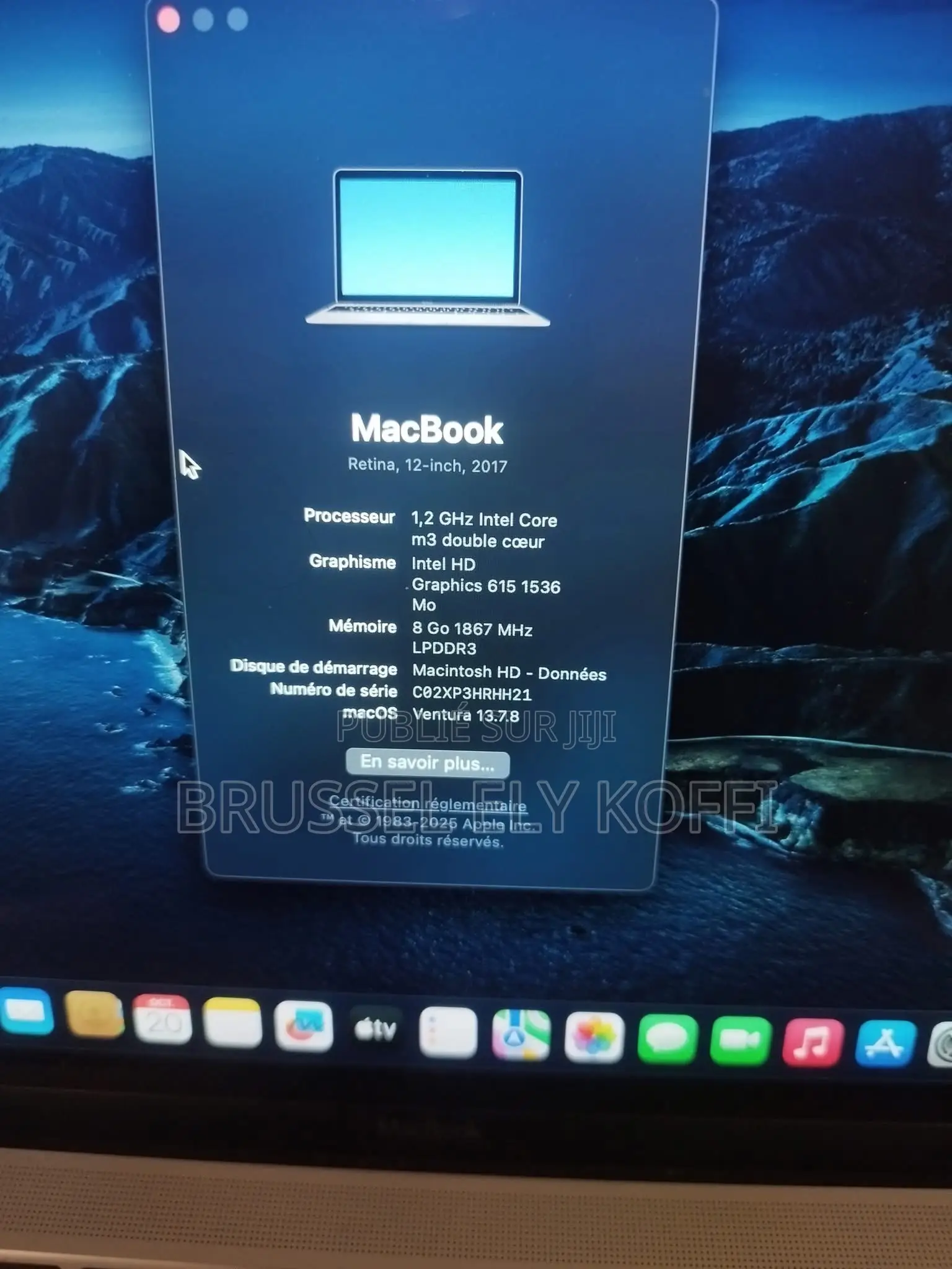 New Ordinateur Portable Apple MacBook 2017 8GB Apple M3 SSD 256GB