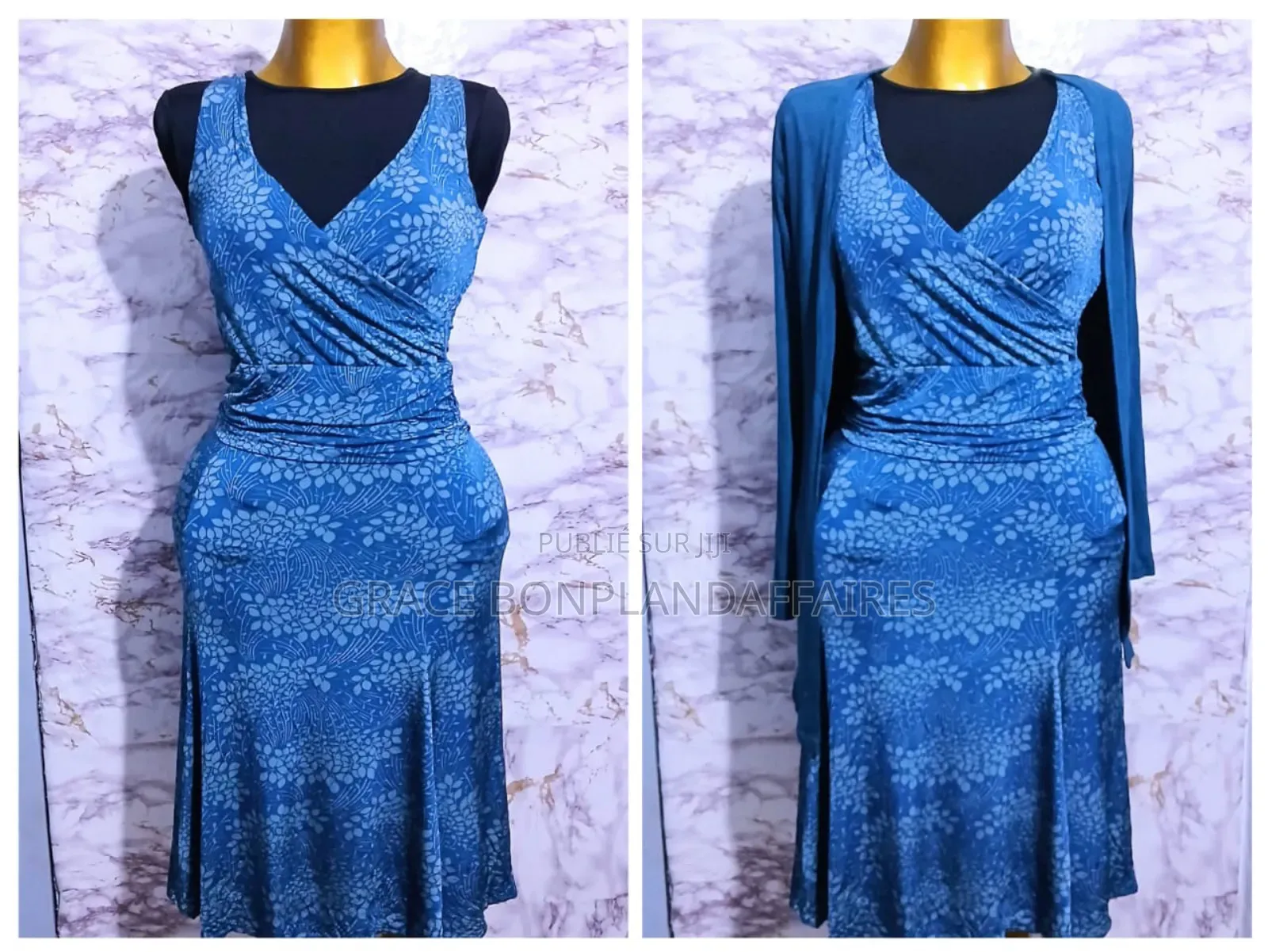 Robe Élégante Bleu. Solde :Tout À 1500fcfa