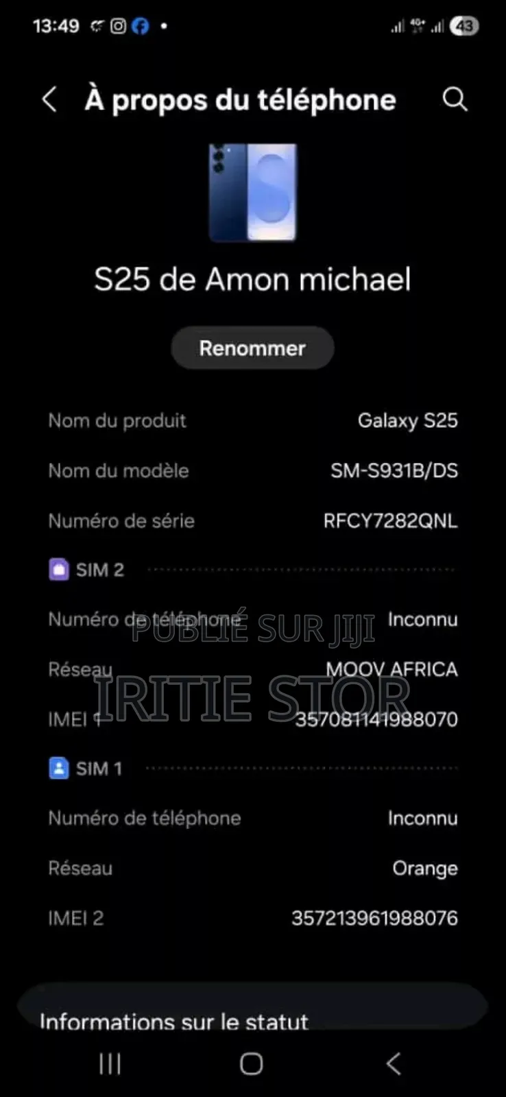 Samsung Galaxy S25 256 GB Blue