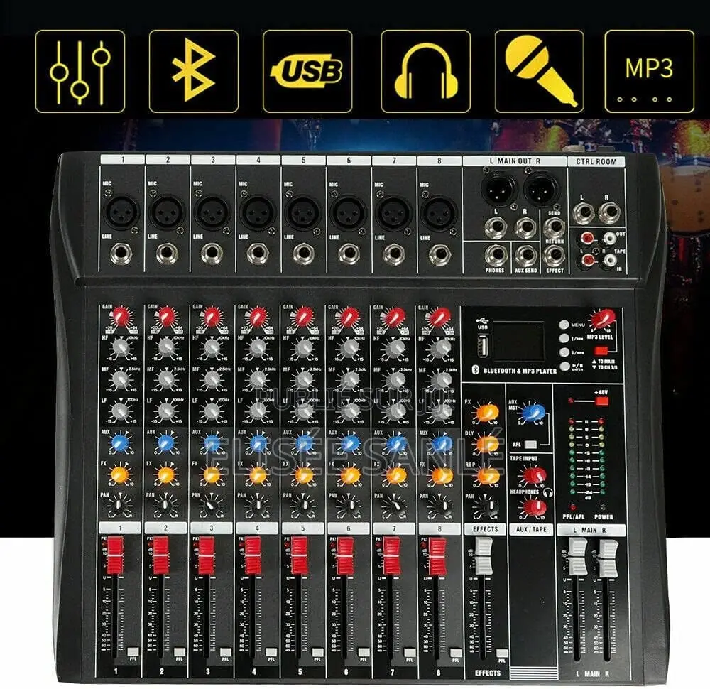 Console De Mixage Audio Professionnelle8 Canaux + Bluetooth