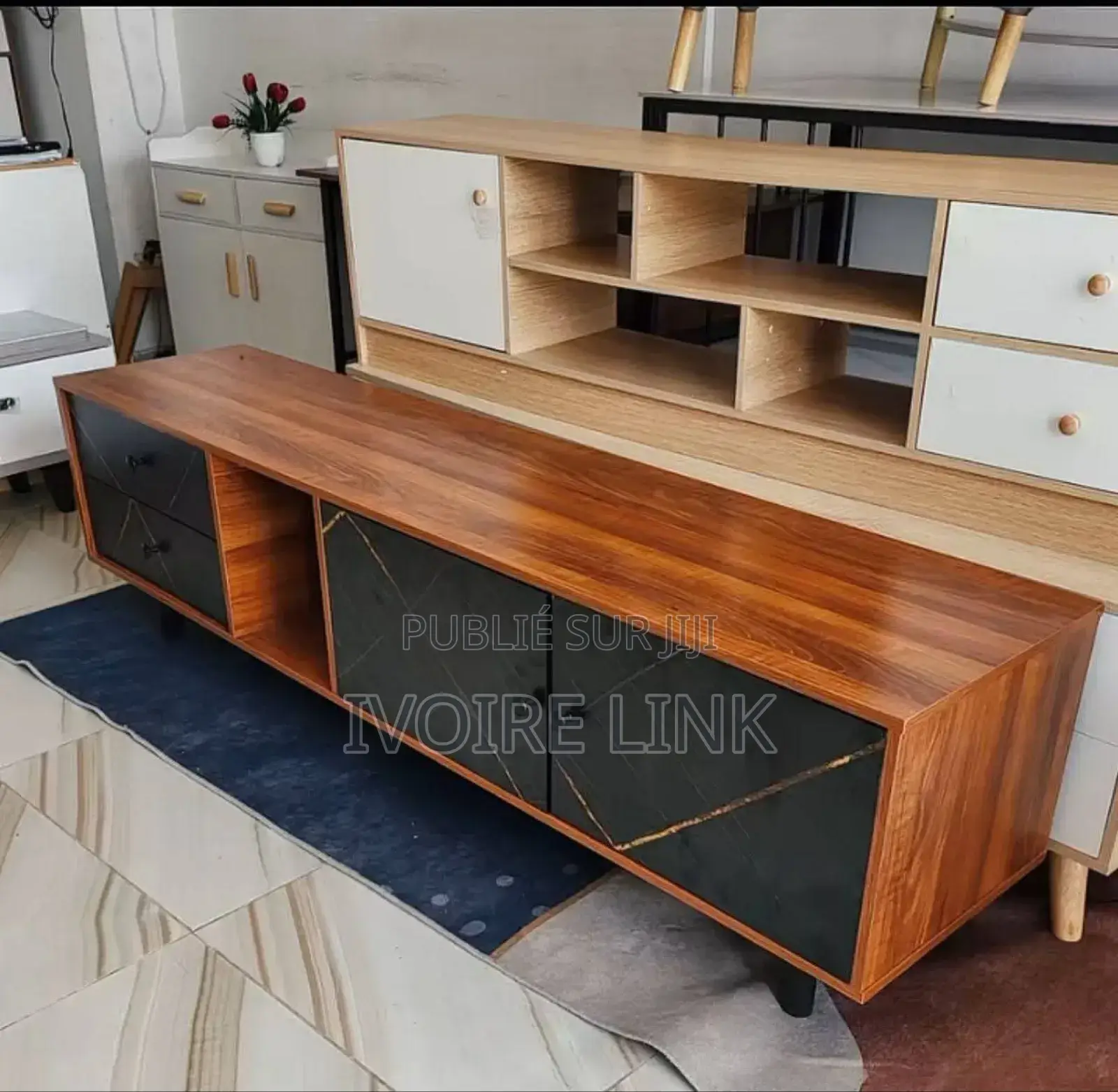 Meuble Tv Bois Et Noir