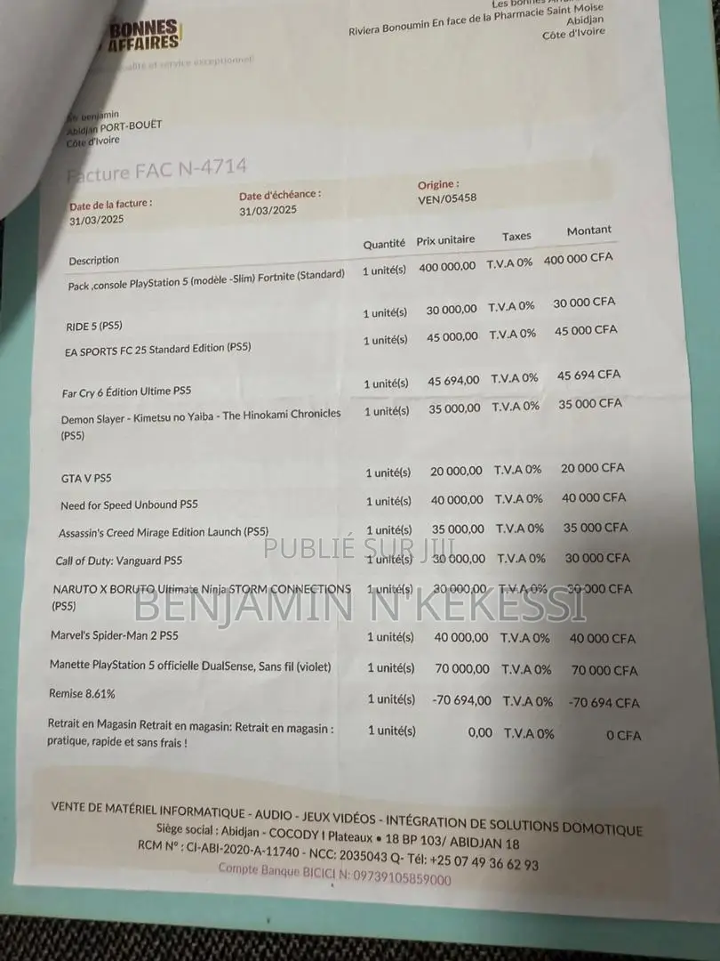 À Vendre : Ps5 Slim – Édition Spéciale Fortnite – Pack Complet