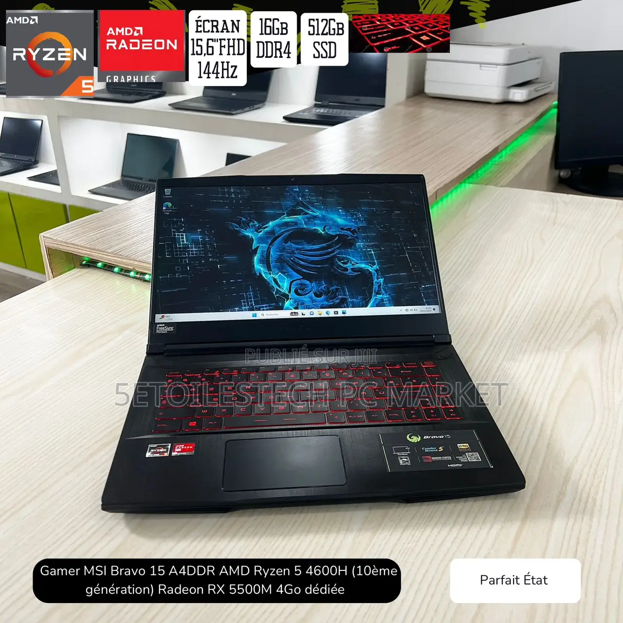 New Ordinateur Portable MSI Cyborg 15 16GB AMD Ryzen 5 SSD 512GB