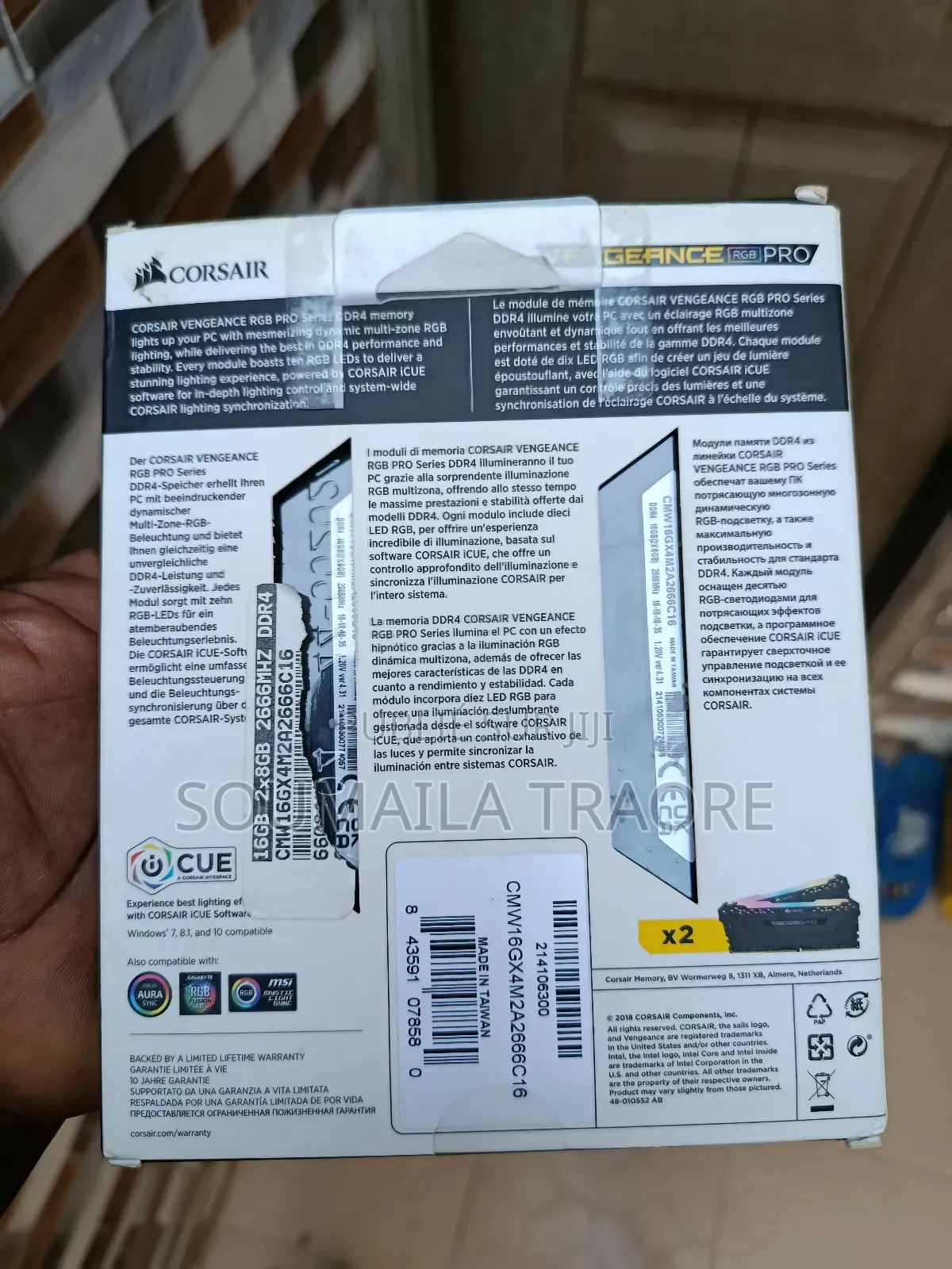 Ram Ddr4 Corsair Veangence Pro RGB 2666mhz