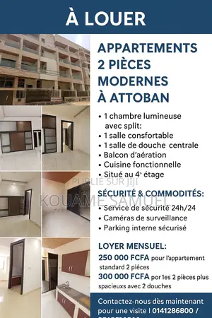 2chbre Appartement dans Cocody à Louer