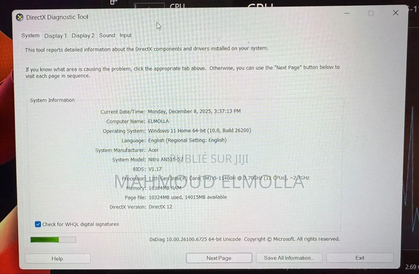Ordinateur Portable Acer Nitro 5 16GB Intel Core I5 SSD 512GB