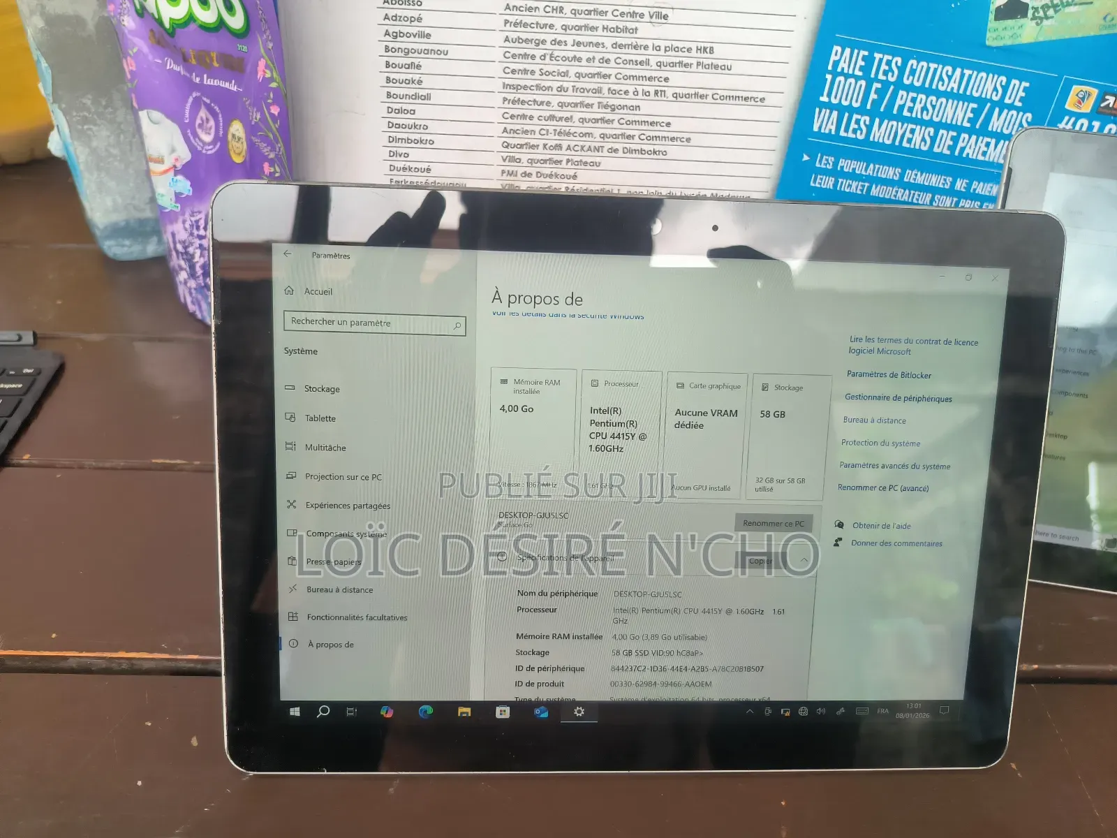 Ordinateur Portable Microsoft Surface Go 4GB Intel Pentium SSD 60GB