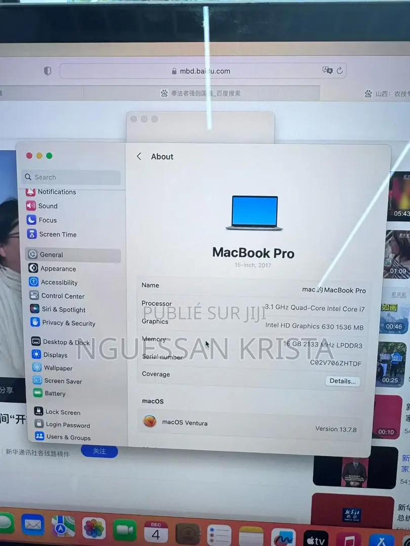 New Ordinateur Portable Apple MacBook 2020 16GB Intel Core I7 SSD 512GB