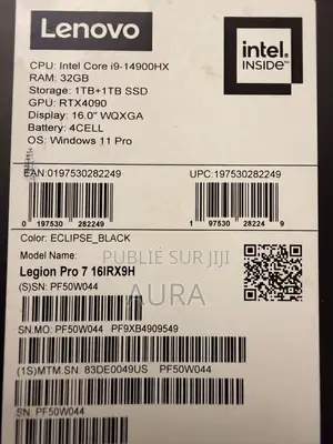 Ordinateur Portable Lenovo Legion 7 32GB Intel Core I9 SSD 2T