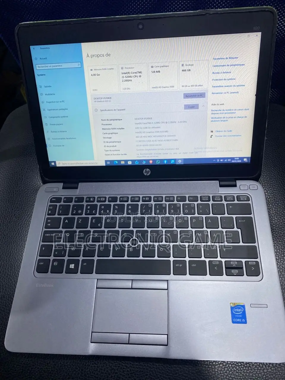 Ordinateur Portable HP EliteBook 820 4GB Intel Core I5 HDD 500GB