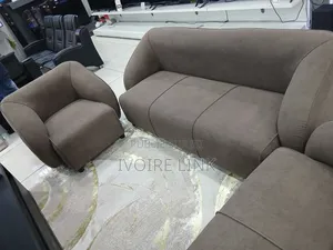 Salon Moderne en Tissu Marron