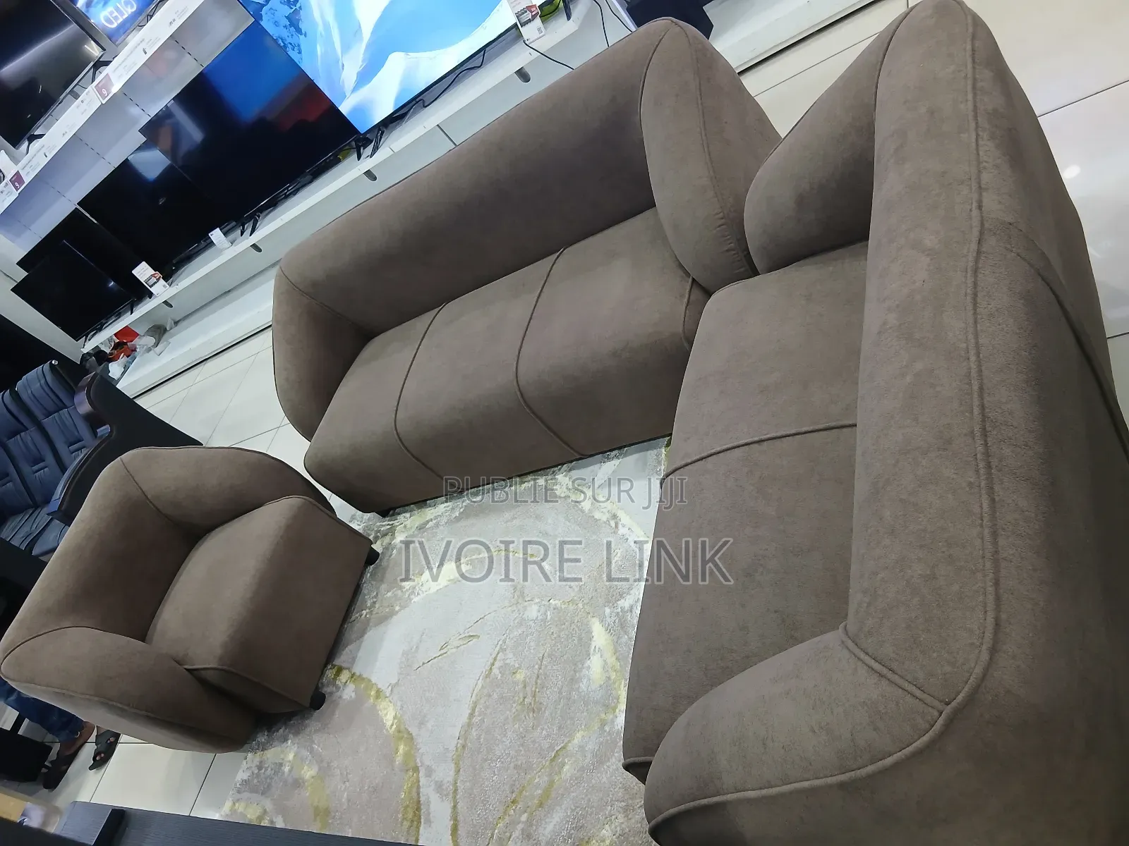 Salon Moderne en Tissu Marron