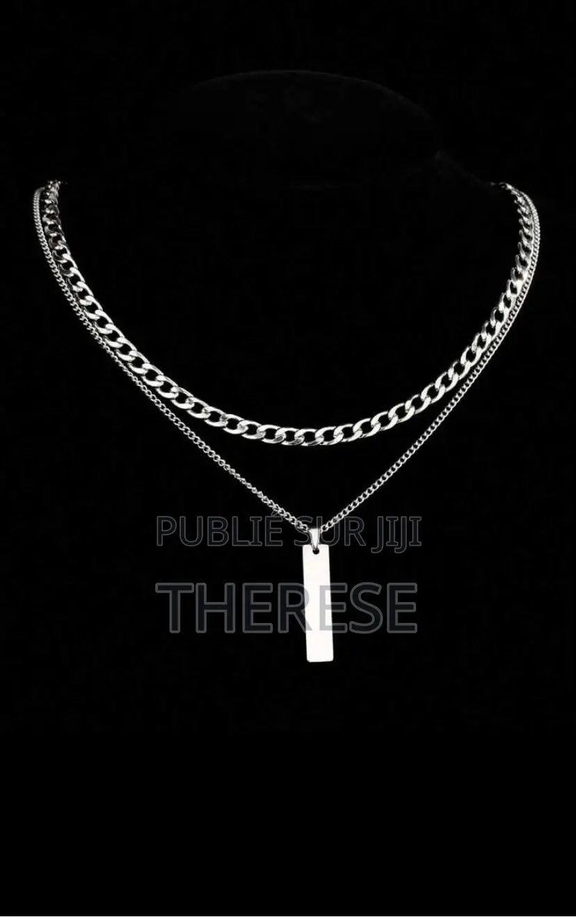 Double Chaîne Pour Homme En Acier Inoxydable