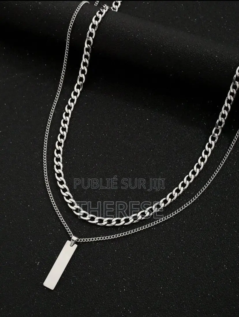 Double Chaîne Pour Homme En Acier Inoxydable