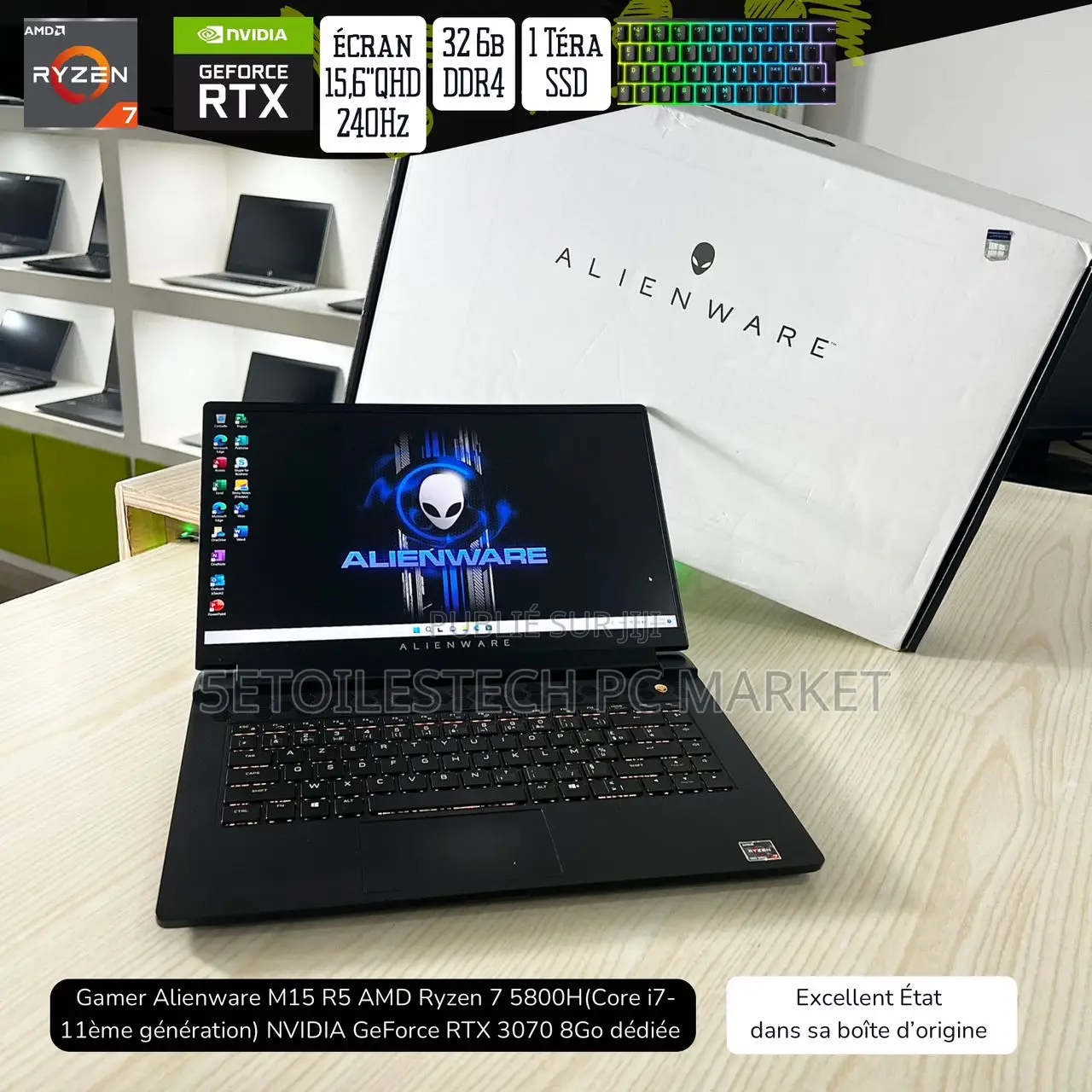 New Ordinateur Portable Alienware M15 R3 32GB AMD Ryzen 7 SSD 1T