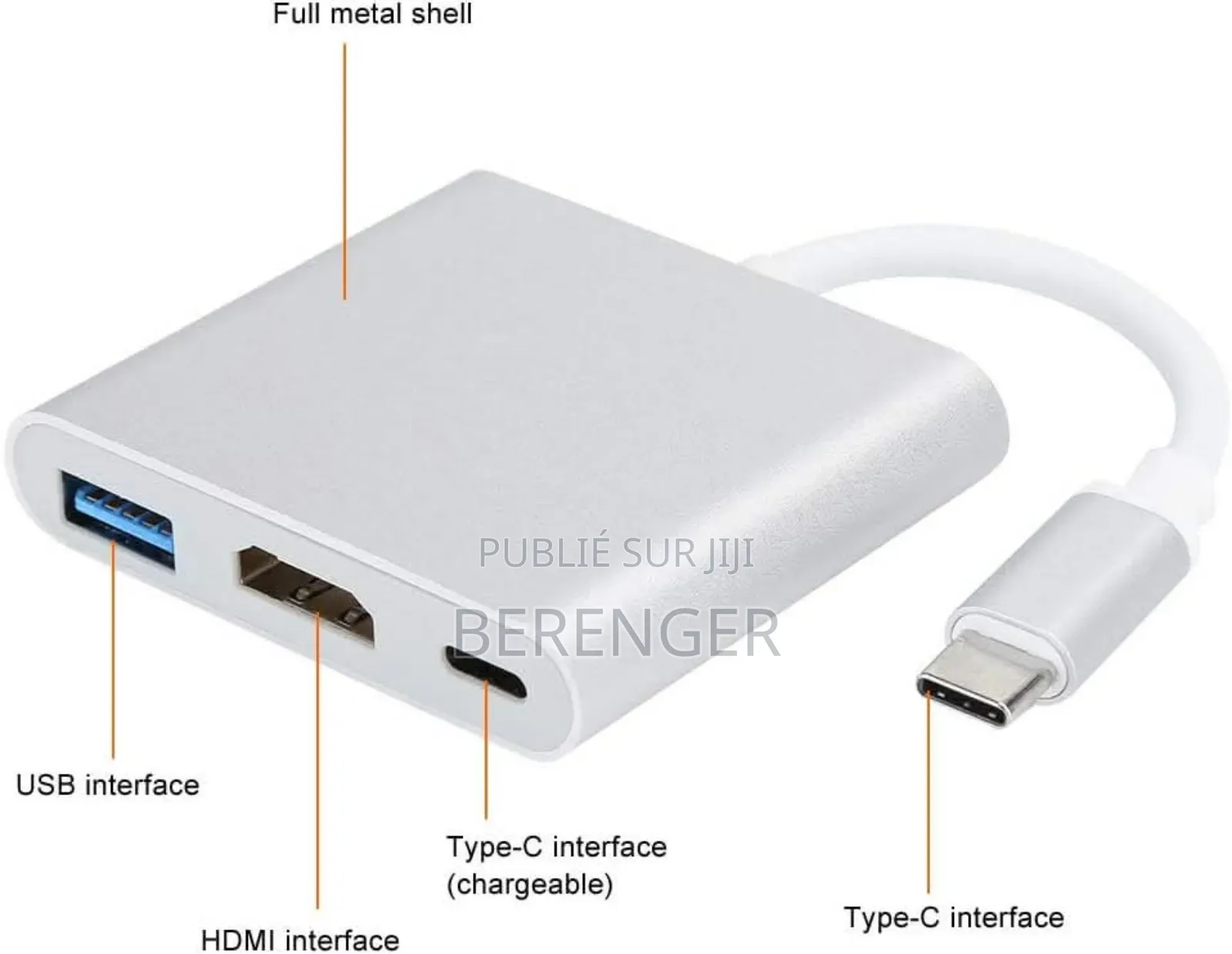 Adaptateur Type C Vers Usb+Hdmi+Type C