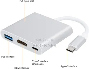 Adaptateur Type C Vers Usb+Hdmi+Type C