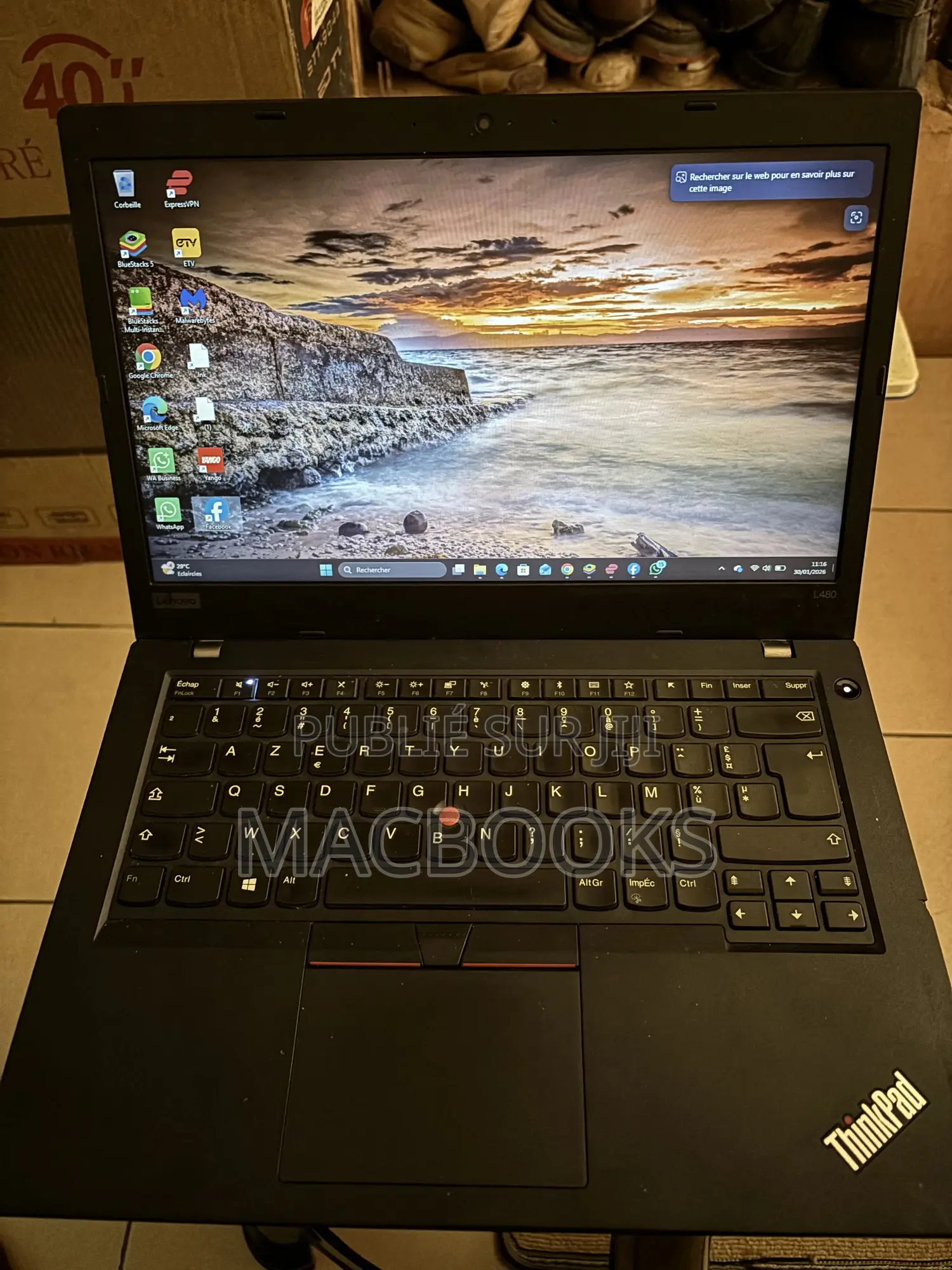 Ordinateur Portable Lenovo ThinkPad L480 12GB Intel Core I5 SSD 256GB