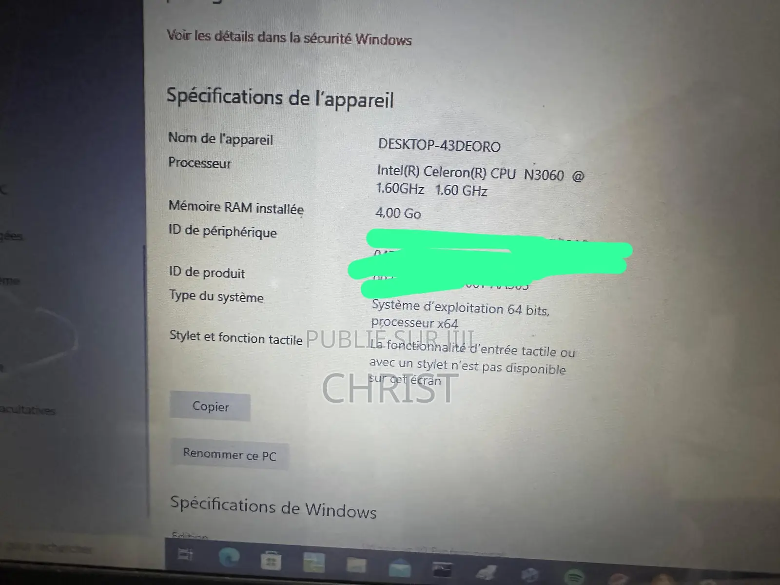 Ordinateur Portable Dell Inspiron 15 3552 4GB Intel Celeron SSD 500GB