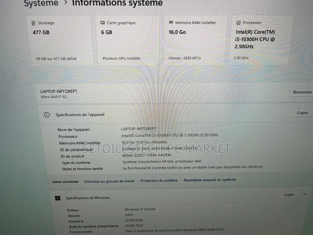 New Ordinateur Portable Acer Nitro 5 16GB Intel Core I5 SSD 512GB