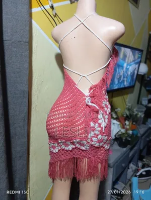 Robe en Laine Rose Blanc