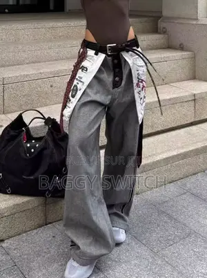 Pantalon Baggy "Street Vibes" Gris - Détails Graphiques Poches Larges