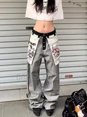 Pantalon Baggy "Street Vibes" Gris - Détails Graphiques Poches Larges