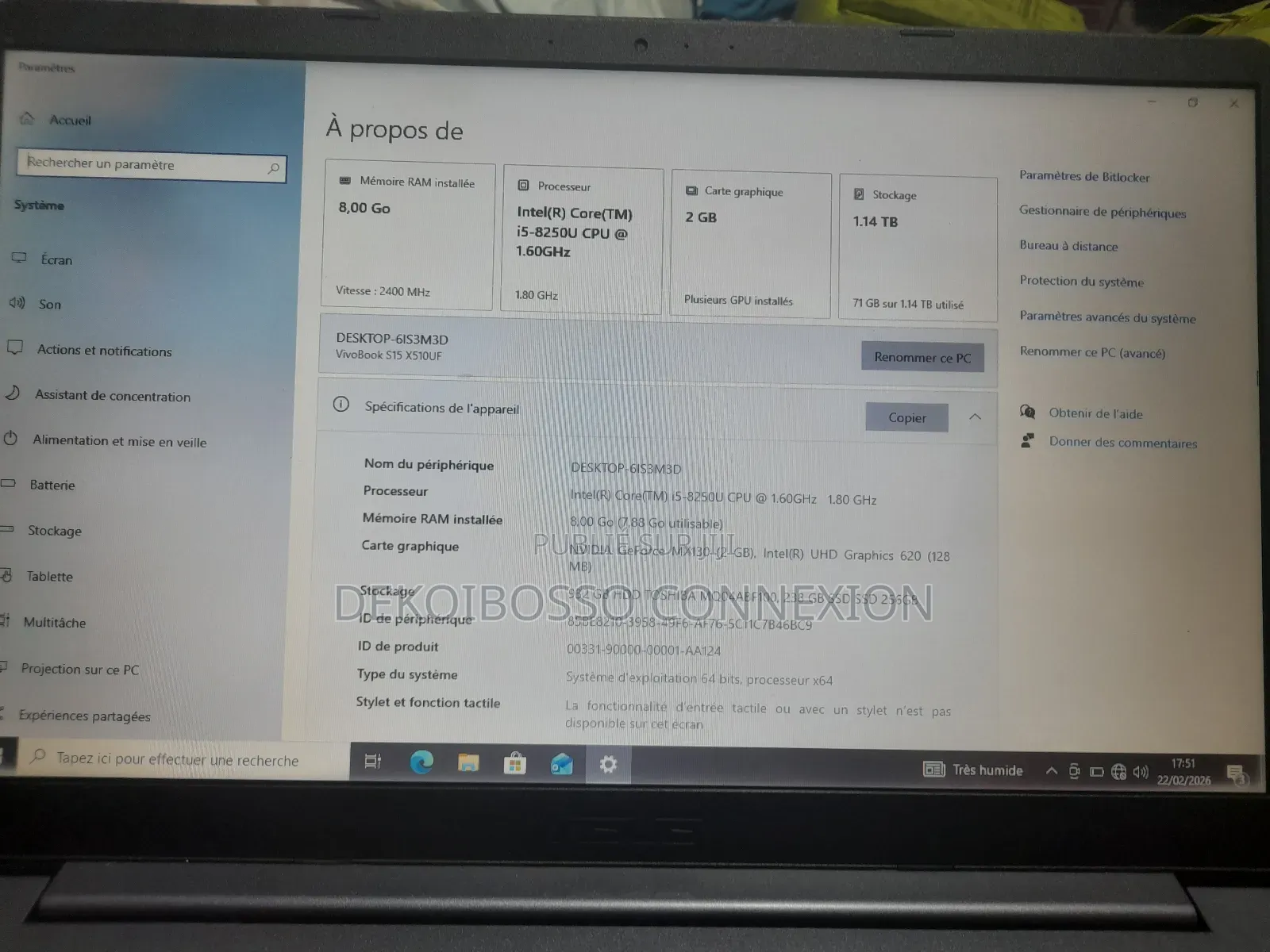 Asus VivoBook S15 S510UQ 8GB Intel Core i5 HDD+SSD 1T