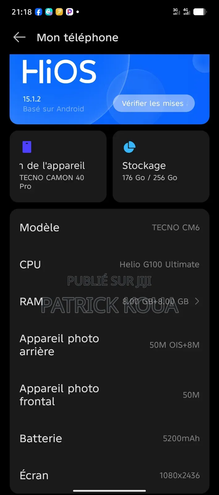 Nouveau Tecno Camon 40 Pro 4G 256 GB Gris