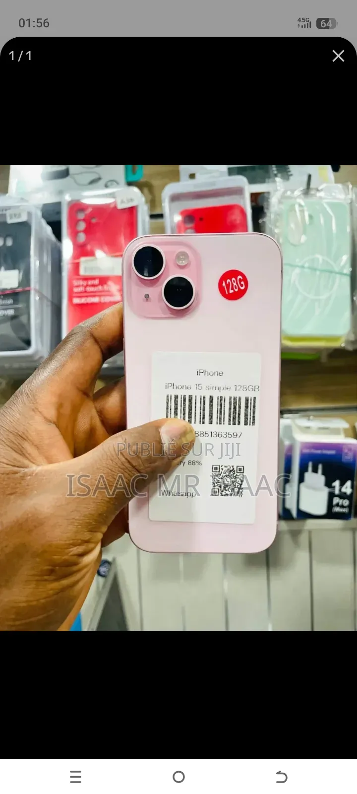 Nouveau Apple iPhone 15 256 GB Rose