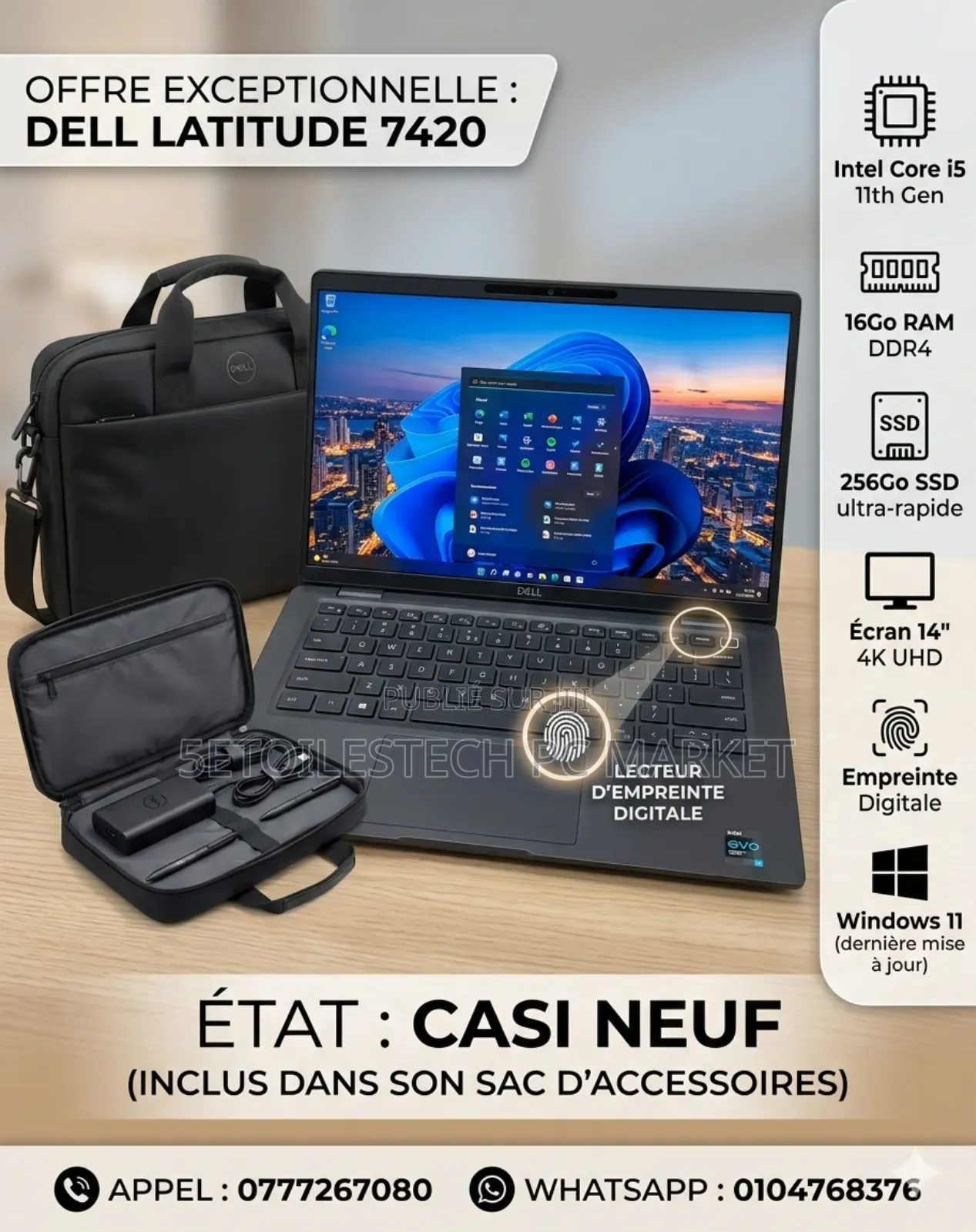Ordinateur portable Dell Latitude 7420 16GB Intel Core i5 SSD 256GB