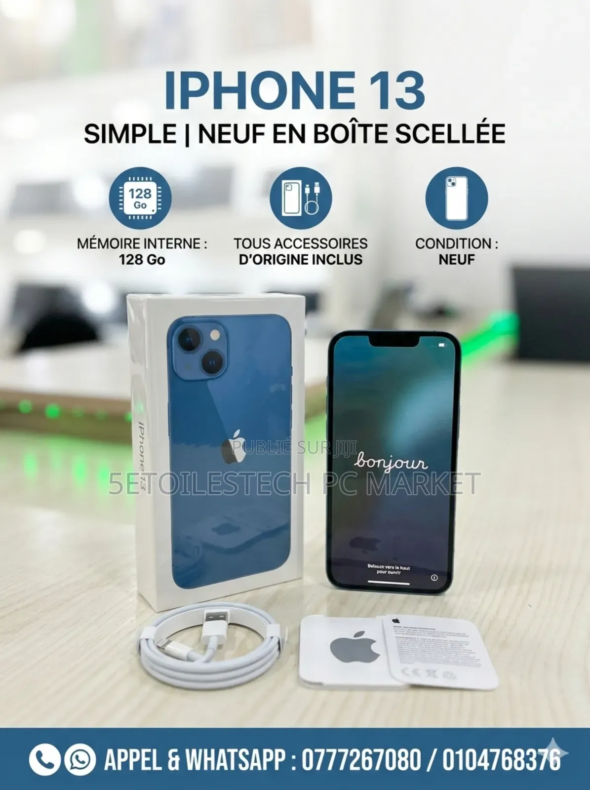 Nouveau Apple iPhone 13 128 GB Blanc