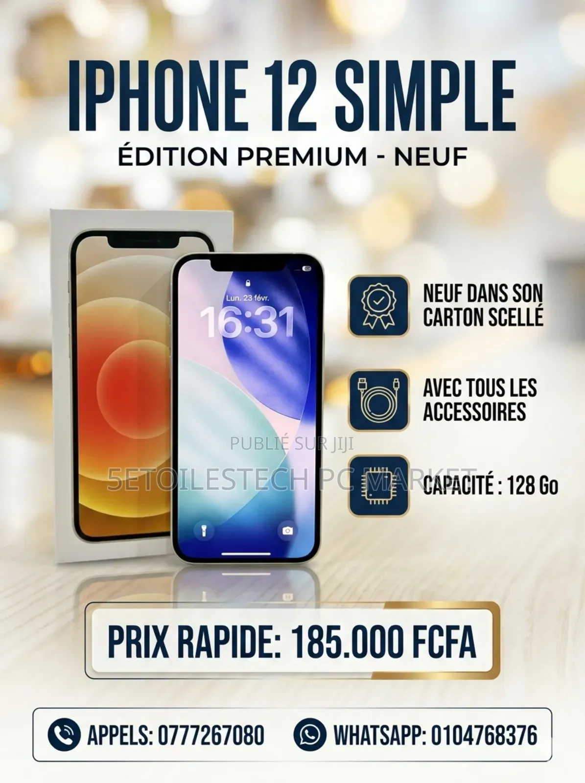 Nouveau Apple iPhone 12 128 GB Blanc