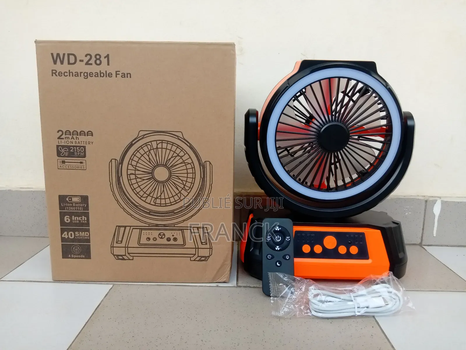 Ventilateur Rechargeable Autonome 55 Heures